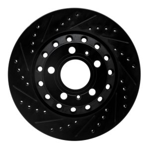 Audi A8 Brake Rotor (1) - Rear Left - R1 Concepts - Drilled & Slotted - Black - `04-`10